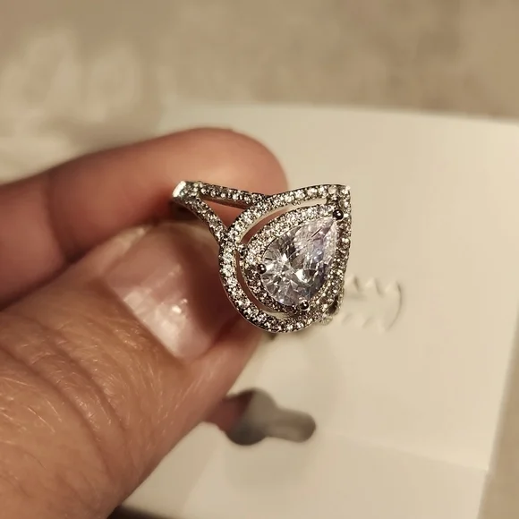 Savvy Cie Jewels Rhodium-Plated Teardrop Ring, Size 7 - Picture 7 of 14